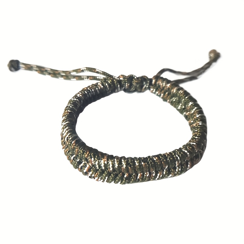 Adjustable Braided Nylon Rope Bracelet Colorful Striped Camping Accessory